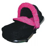 Footmuff & Hood Trim Package to fit iCandy Peach Pushchairs - Hot Pink Fur / Black Suedette